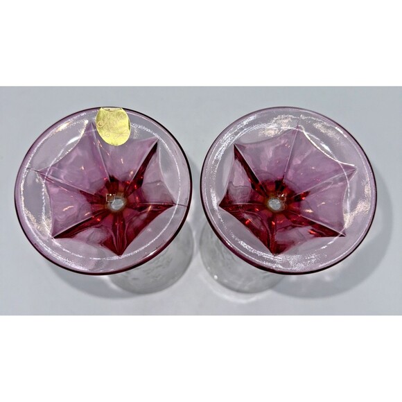 2 Vintage Tiara Indiana Glass Pink/Plum Fade Last Supper Wine Chalice Goblets 7” - Picture 11 of 16
